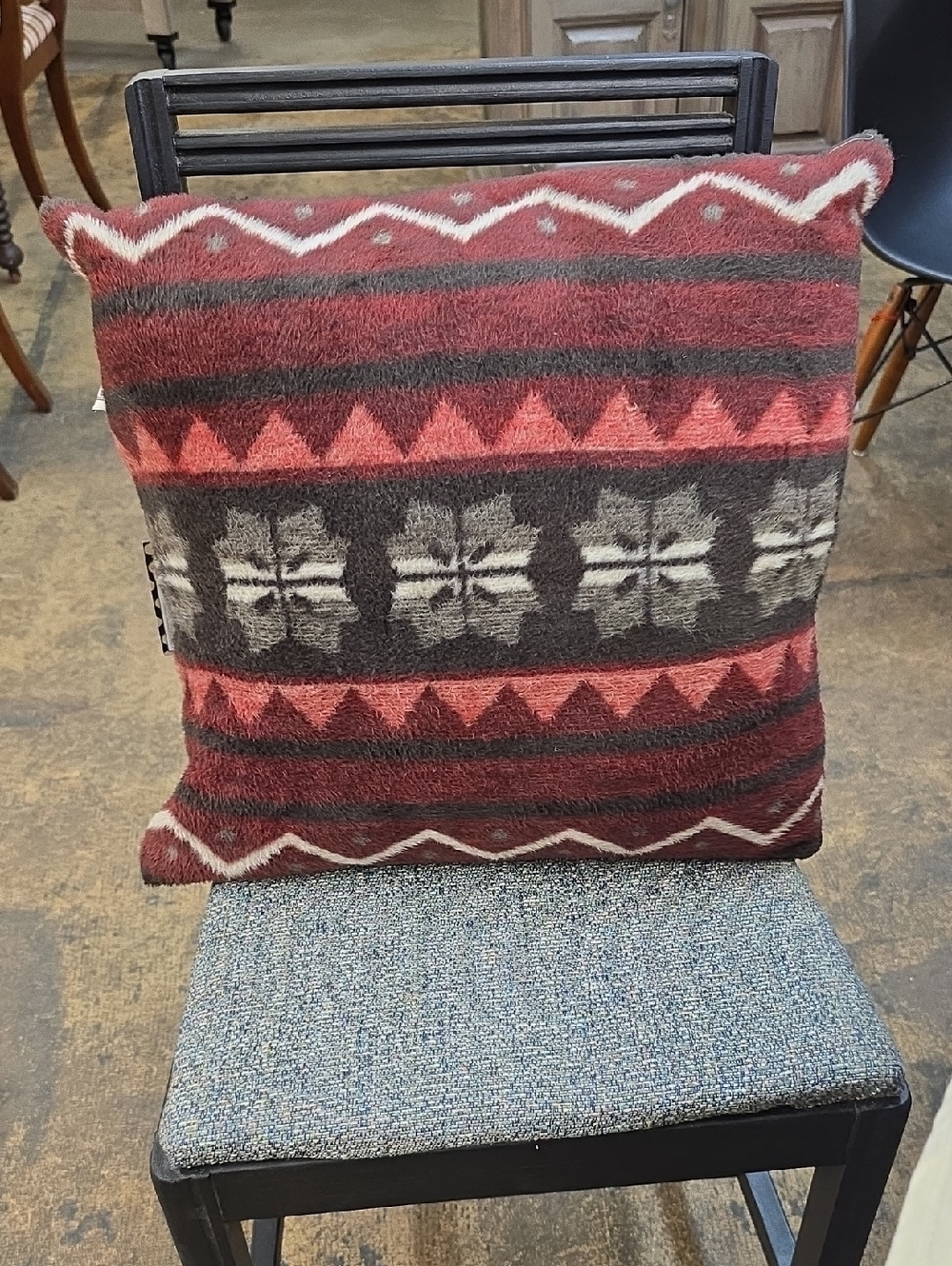 Woolrich Red and Gray Southwestern Pattern Accent Pillow